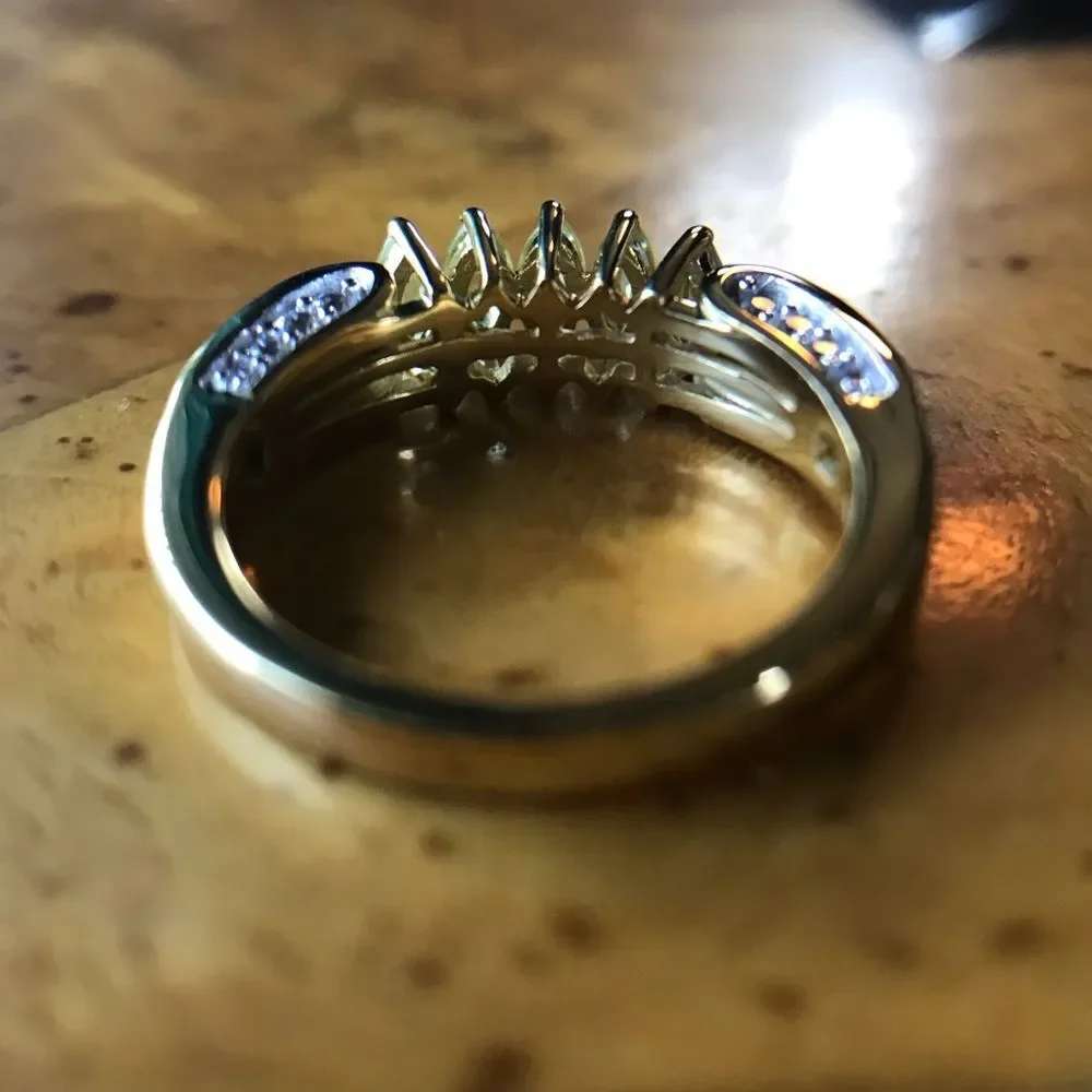 Natural Sava Sphene Sterling Silver 18k Gold Vermeil Ring Size 7